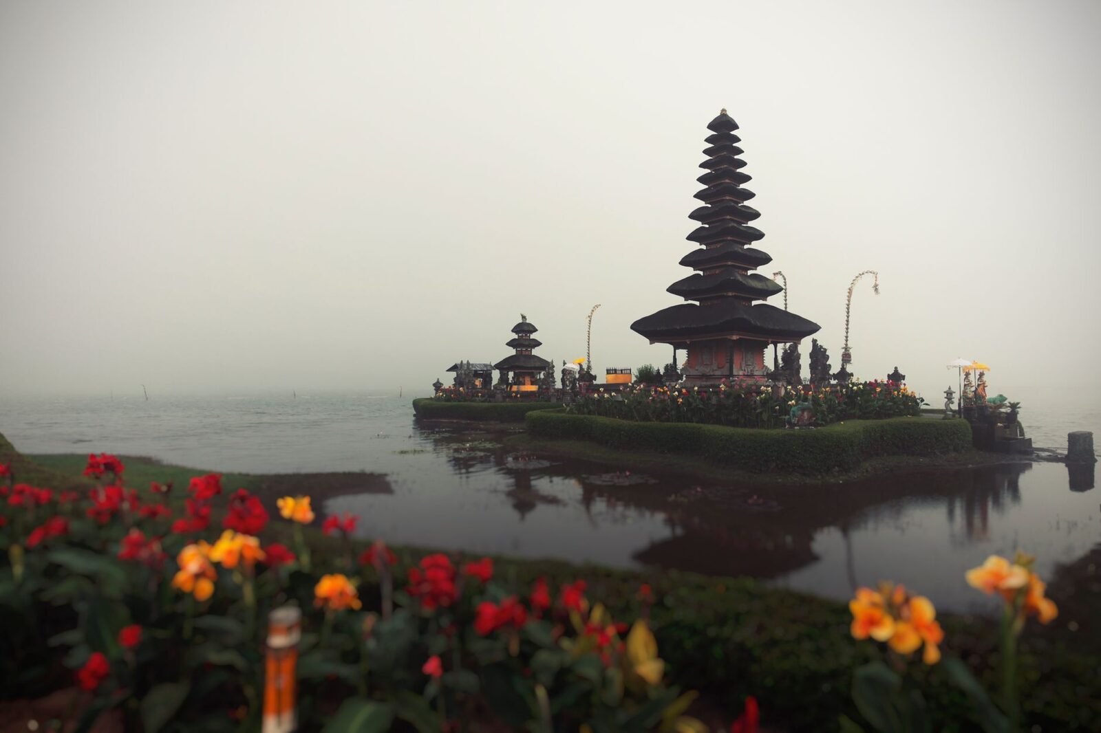 Pura Ulun Danu Bratan on its mountain lake — the opposite, kaja pole: cool, high and pure, toward the peaks.