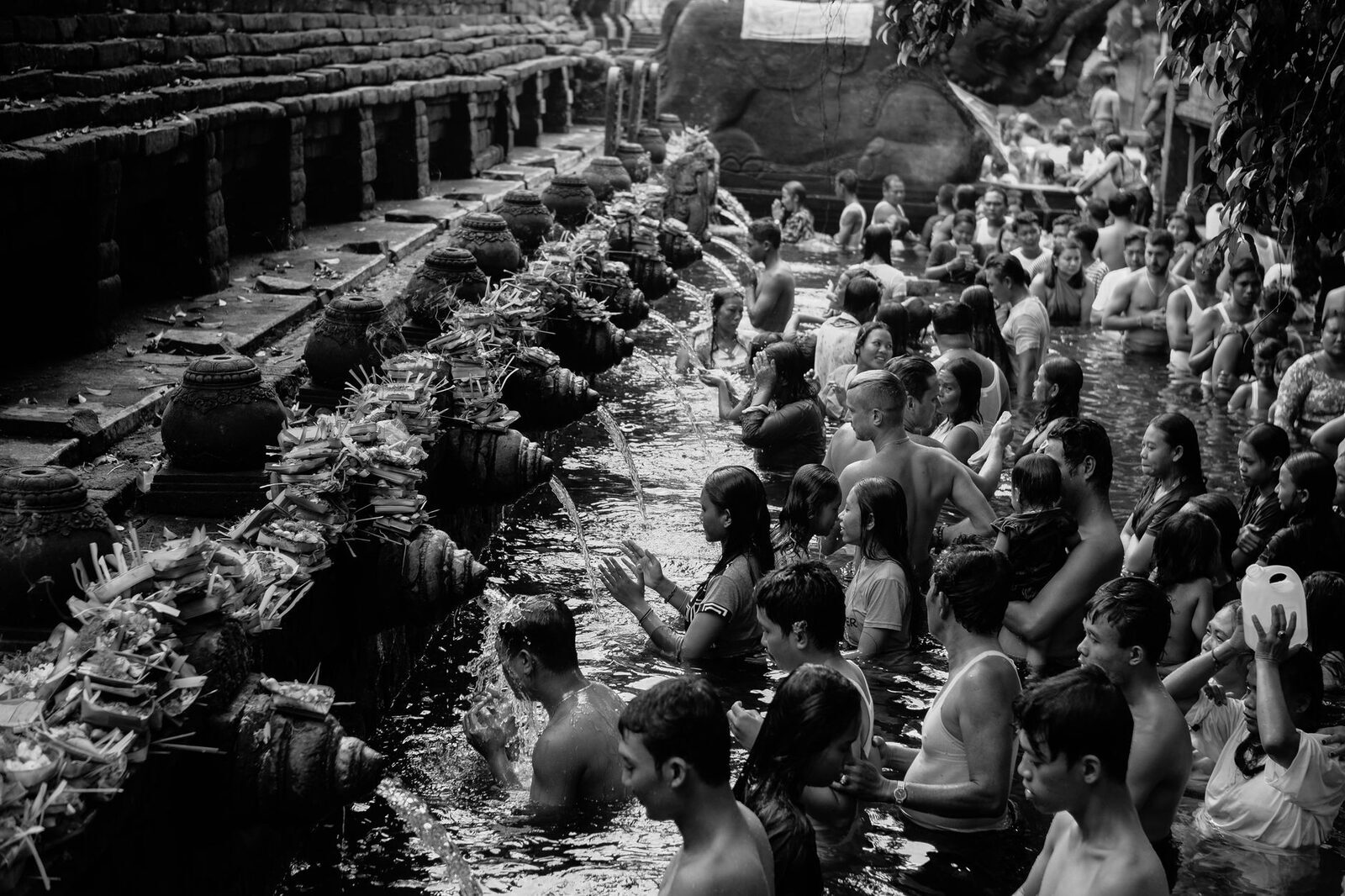 The pools packed shoulder to shoulder on a busy day.