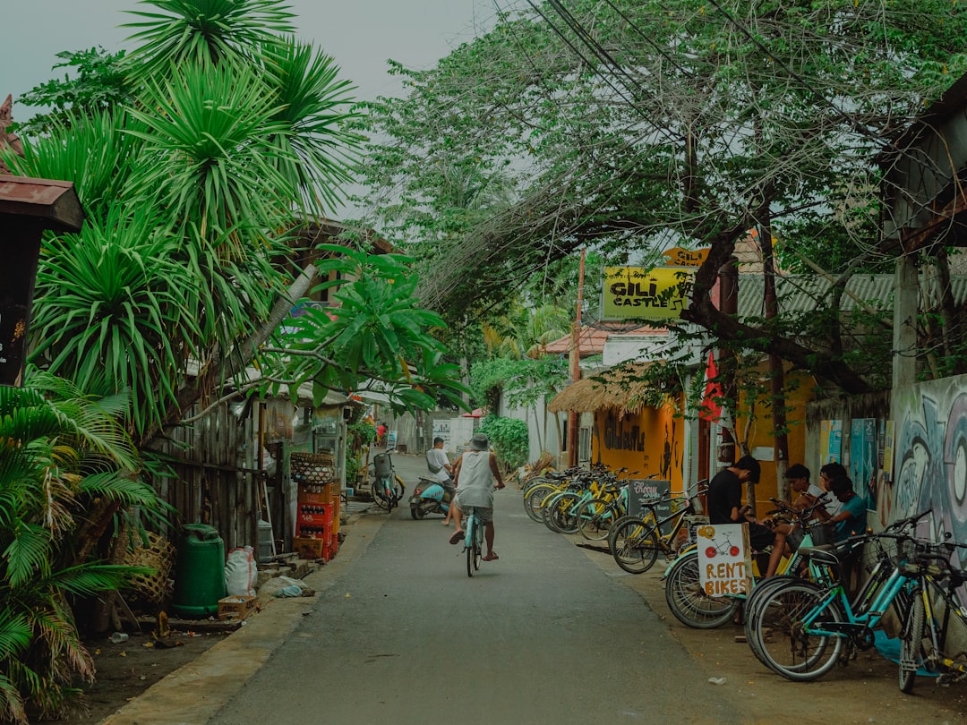 Bicycles along a Bali town street