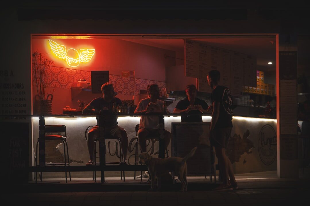 A Canggu bar after dark — the 'work hard, party hard' side of the scene.