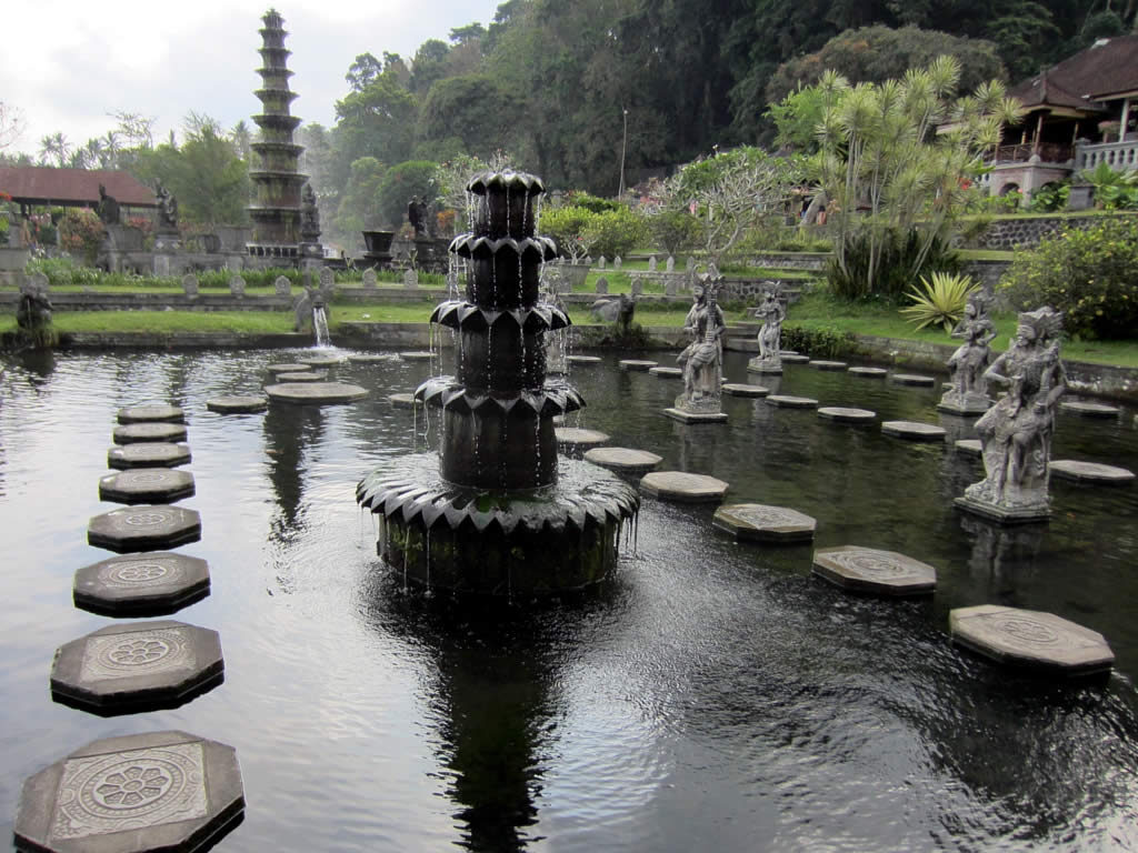 Tirta Gangga's stepping-stone fountains — the photogenic heart of the old royal water garden, and a calmer stop than Lempuyang, though still busy by midday.
