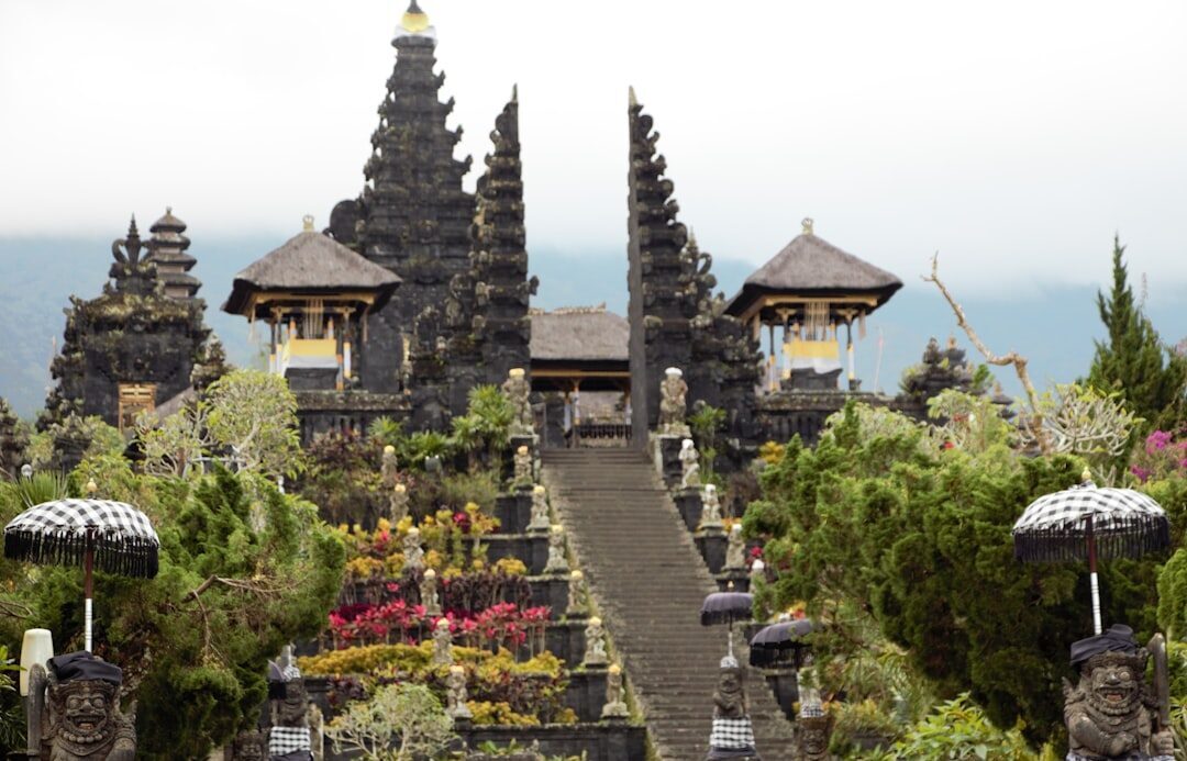 The temple terraces climb the mountainside; the inner courtyards are for worshippers.