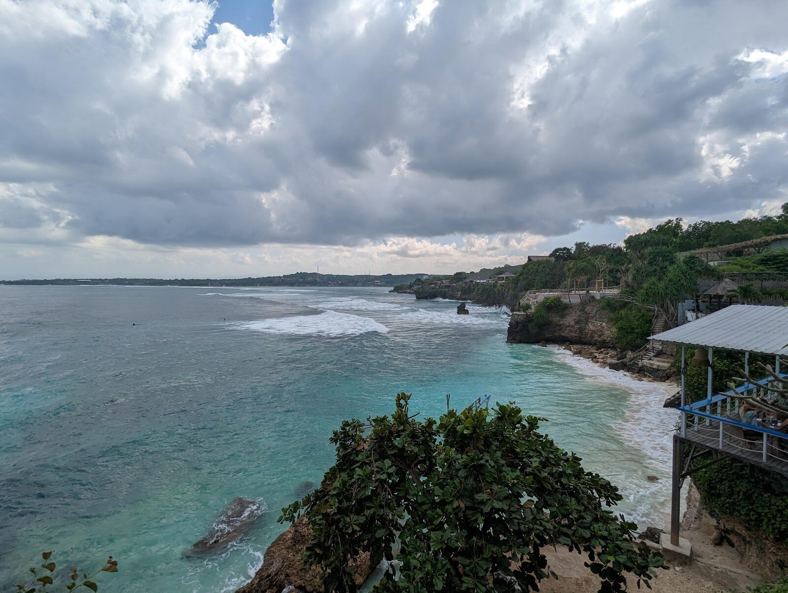 The Blue Lagoon's cliff edge, where jumpers leap into the channel.