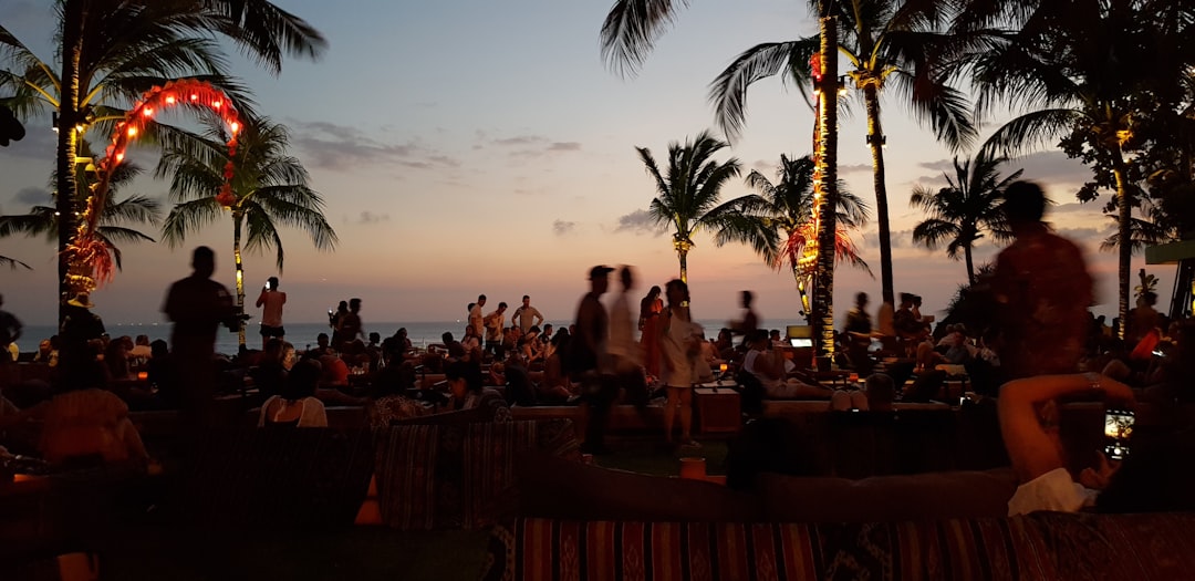 A Seminyak beach club at sunset