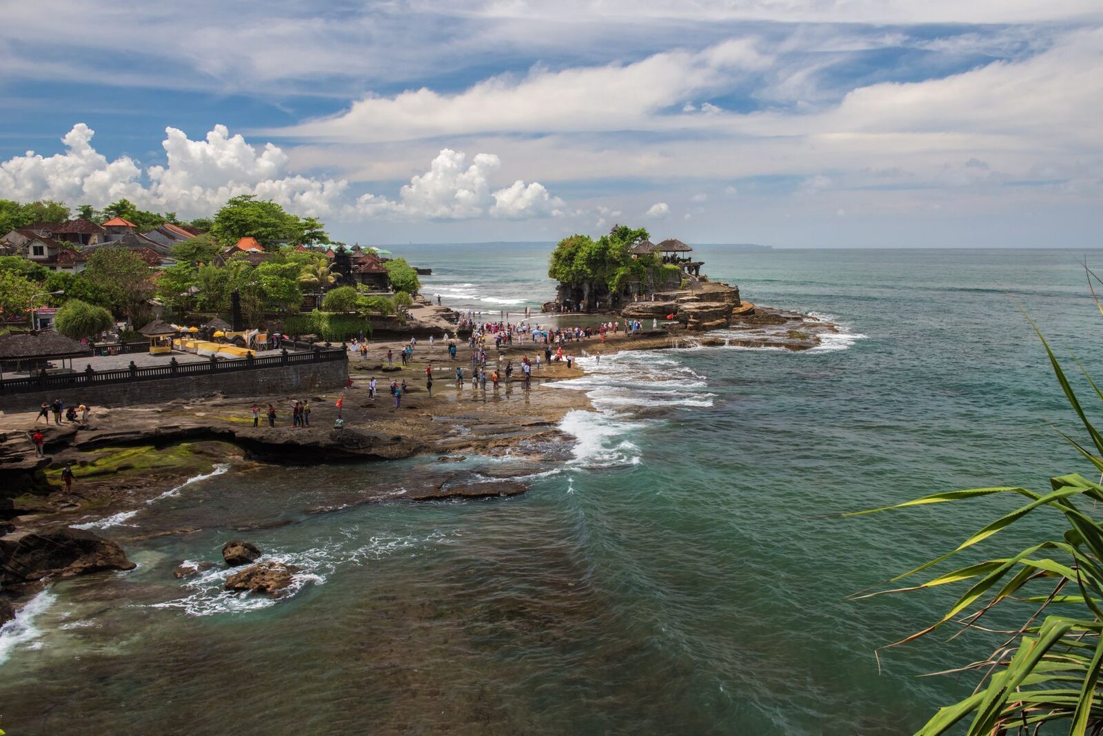 Tanah Lot from the air, the reef and coast running north.