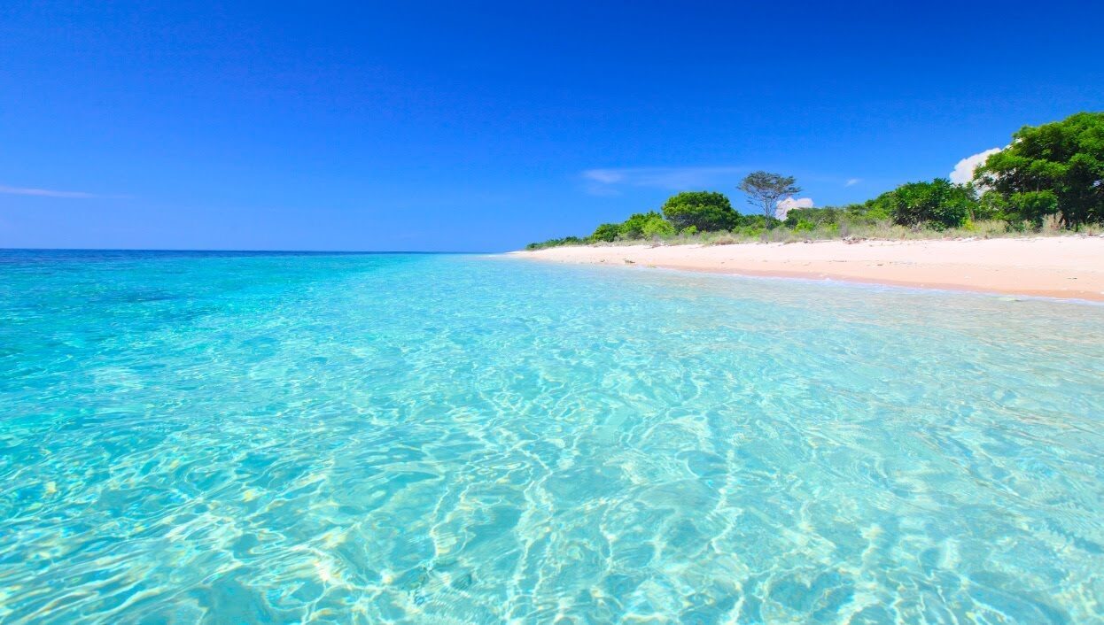 Clear water over pale sand — the kind of quiet beach you get out here.